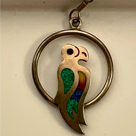 Sterling Silver .925 Parrot Bird Earrings - Picture 3 of 5